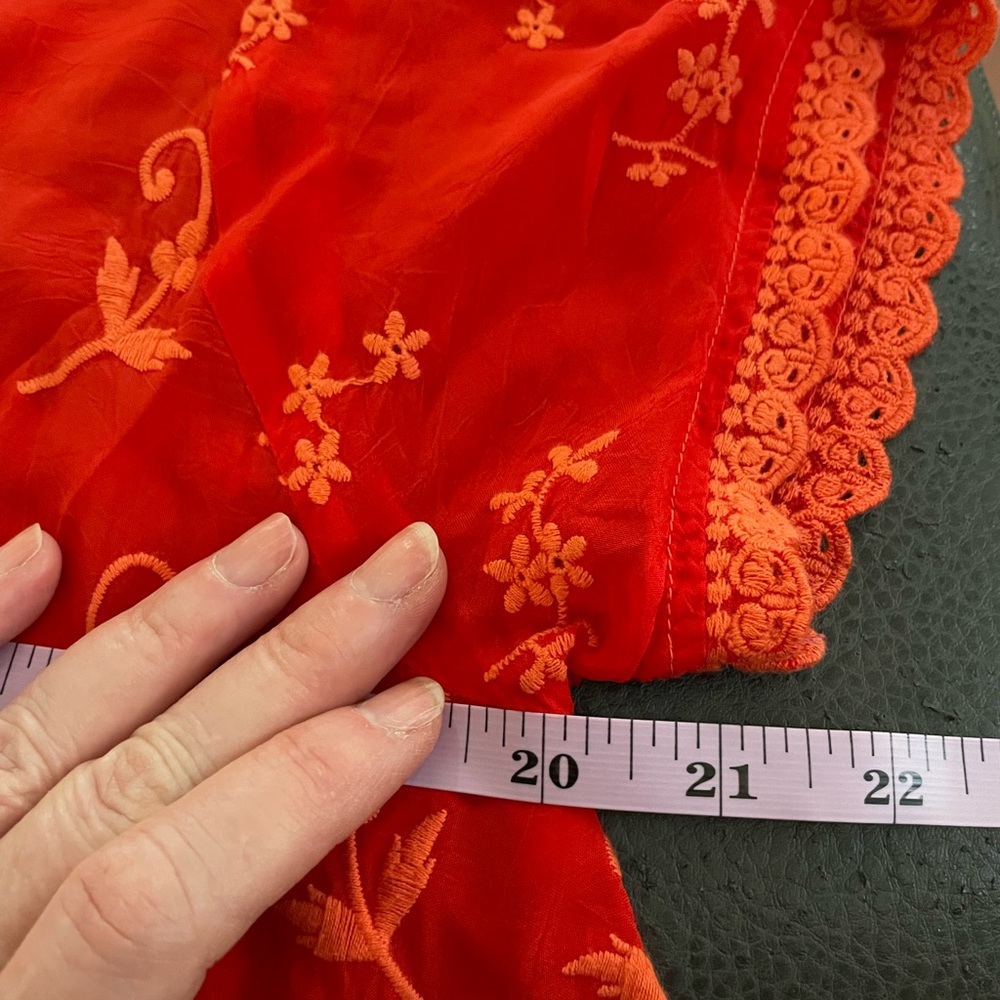 Johnny Was Orange Embroidery tunic blouse eyelet size XS round short sleeve lace - Picture 13 of 16